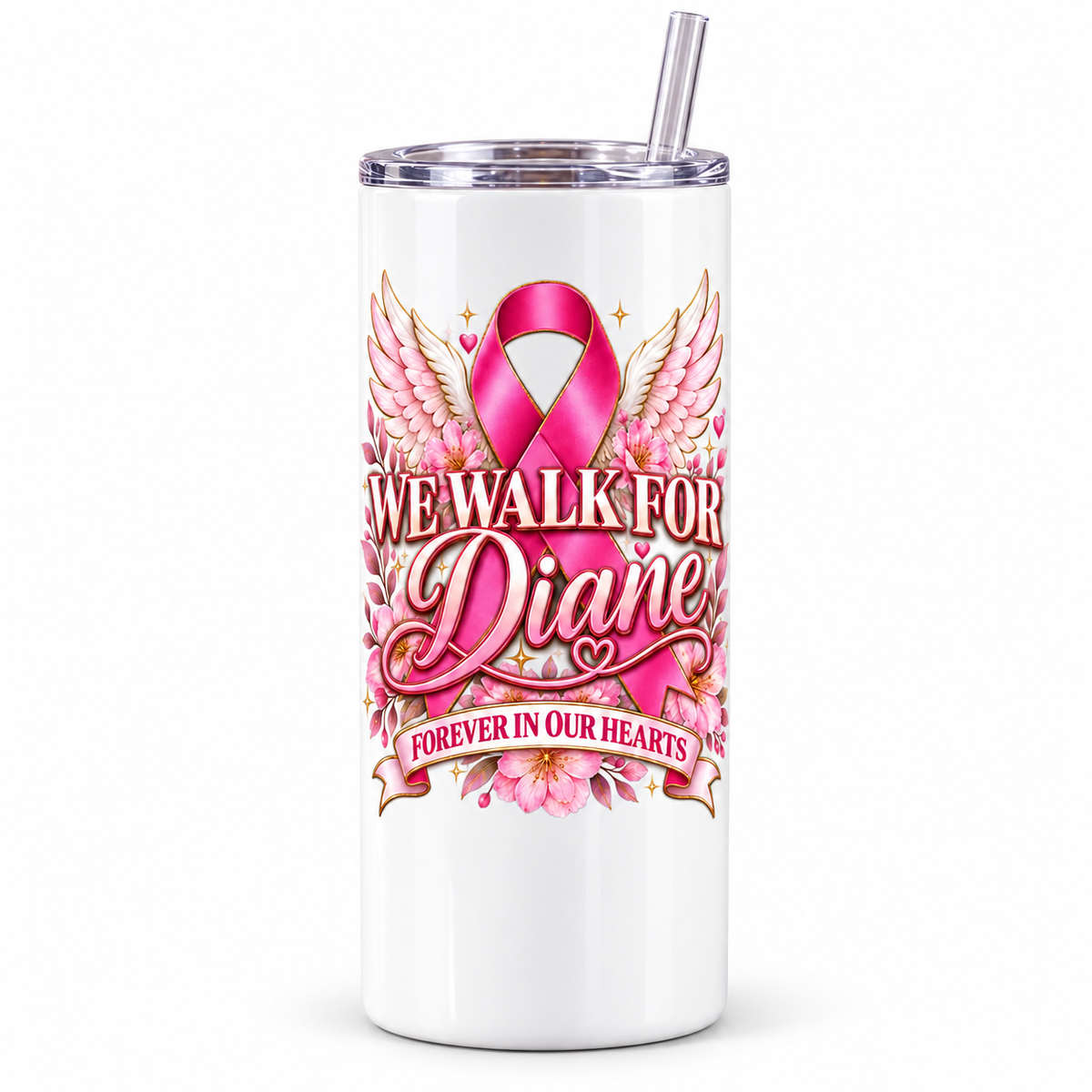White 20 ounce memorial tumbler