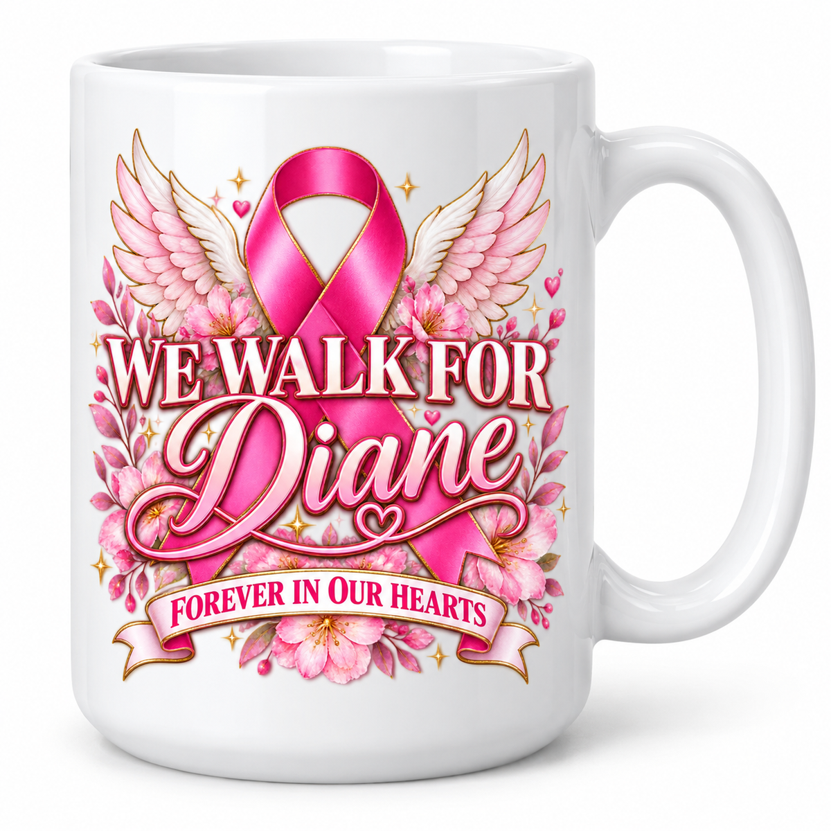 White 15 ounce memorial ceramic mug