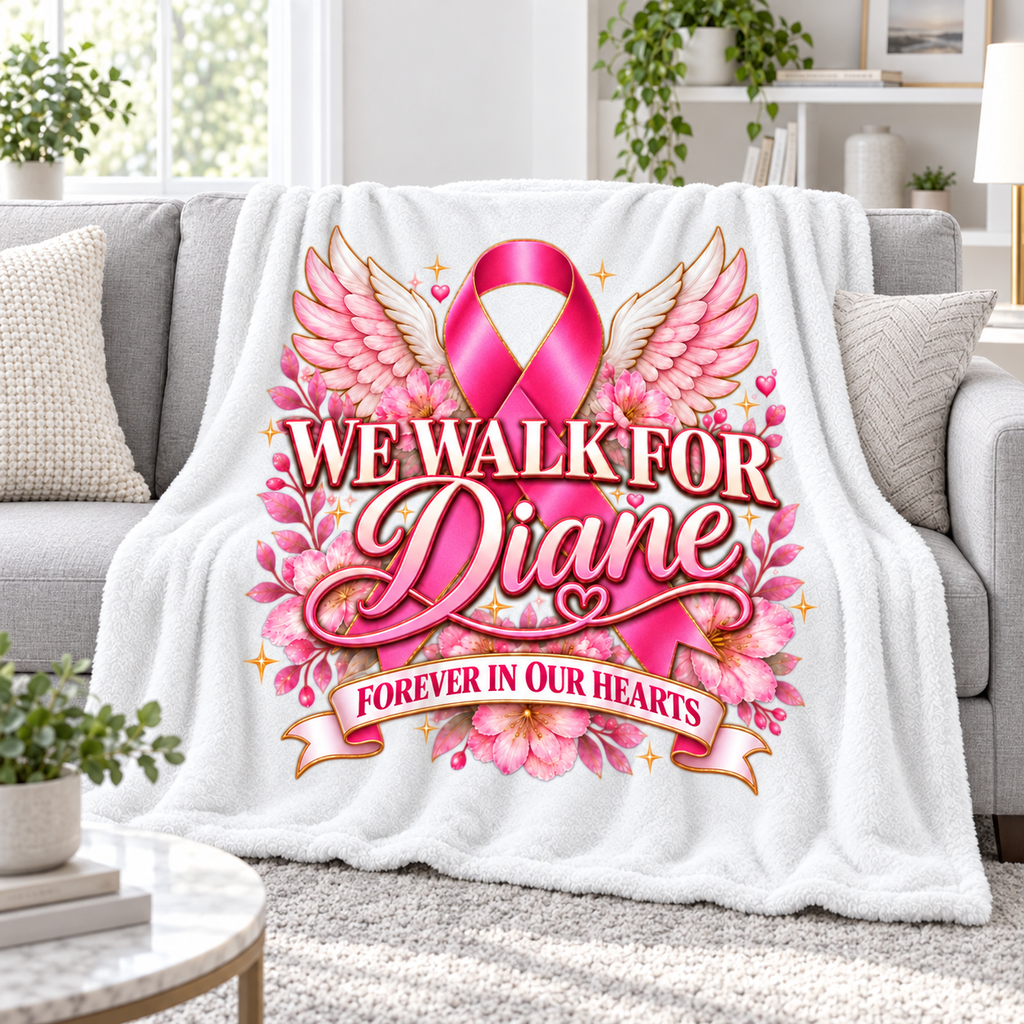 White memorial blanket lifestyle mockup
