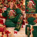 Green Happy Holidays custom photo lounge pajama set