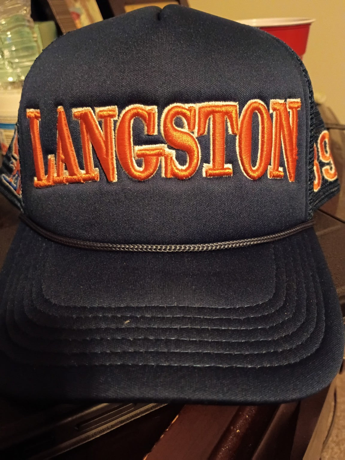 Finished navy Langston University cap