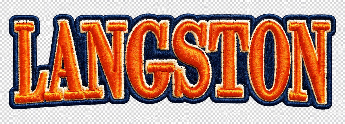 Langston University embroidered wordmark patch design