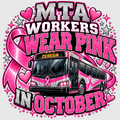 MTA workers wear pink Zerega bus festive design
