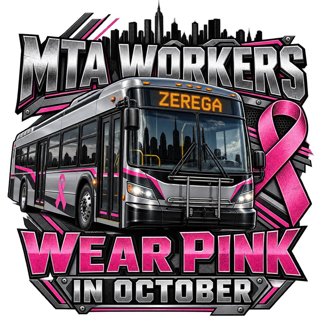 MTA workers wear pink Zerega metallic design