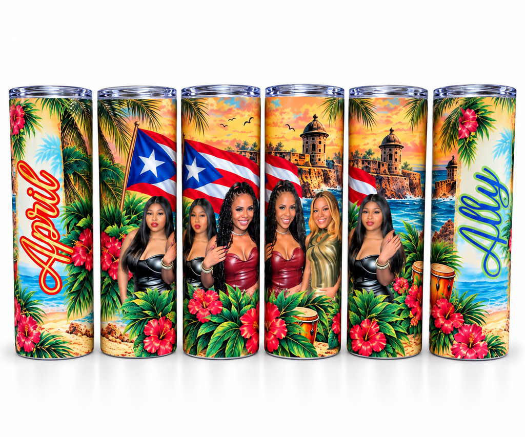 Puerto Rico tropical custom 20-ounce sublimation tumbler