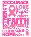 Faith & Strength Word Art – Breast Cancer Awareness Tee