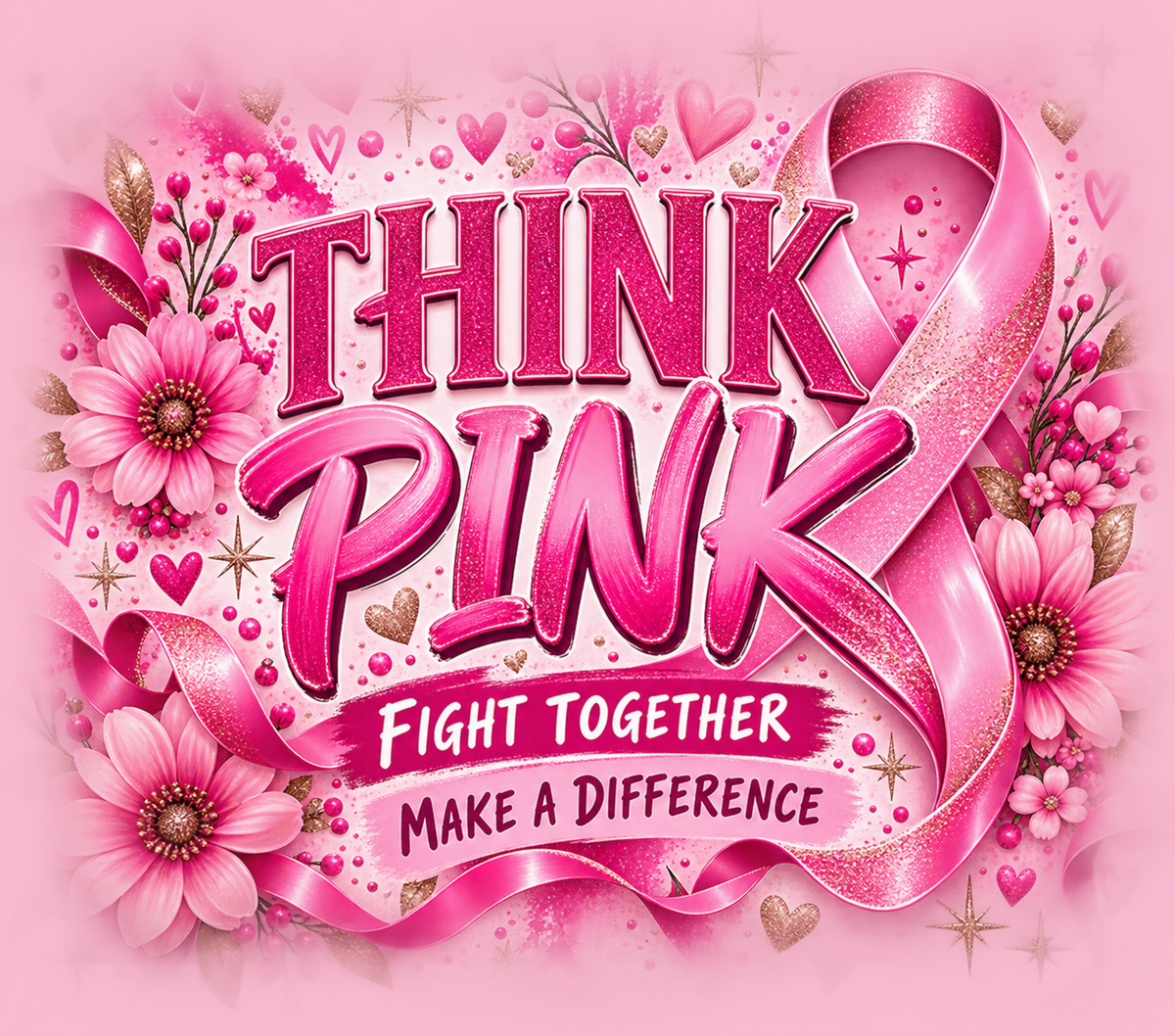 Think Pink festive tumbler wrap design