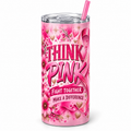 Think Pink Fight Together 20 ounce tumbler mockup